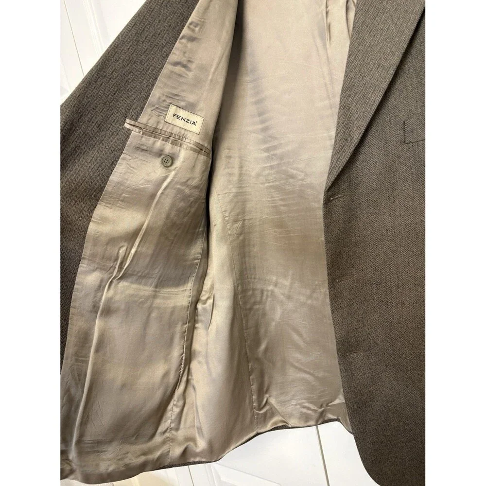 Vintage Fenzia Men's 46 Medium Blazer Brown 100% Wool  Sport Coat Made in Israel